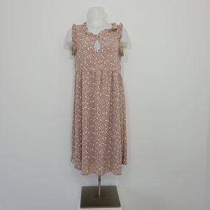 Suzanne Betro Sleeveless Floral Print Ruffle Summer Dress Women's Small Easter